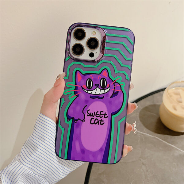 Apple iPhone 15 Series Plastik iPhone 15 Pro Max Handyhülle Katze Karikatur – Bild 2
